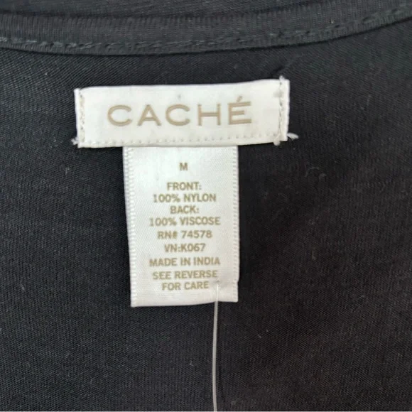 Cache Top Women’s Size Medium Sequin Embellished V Neck Sleeveless Black Party - Picture 3 of 6